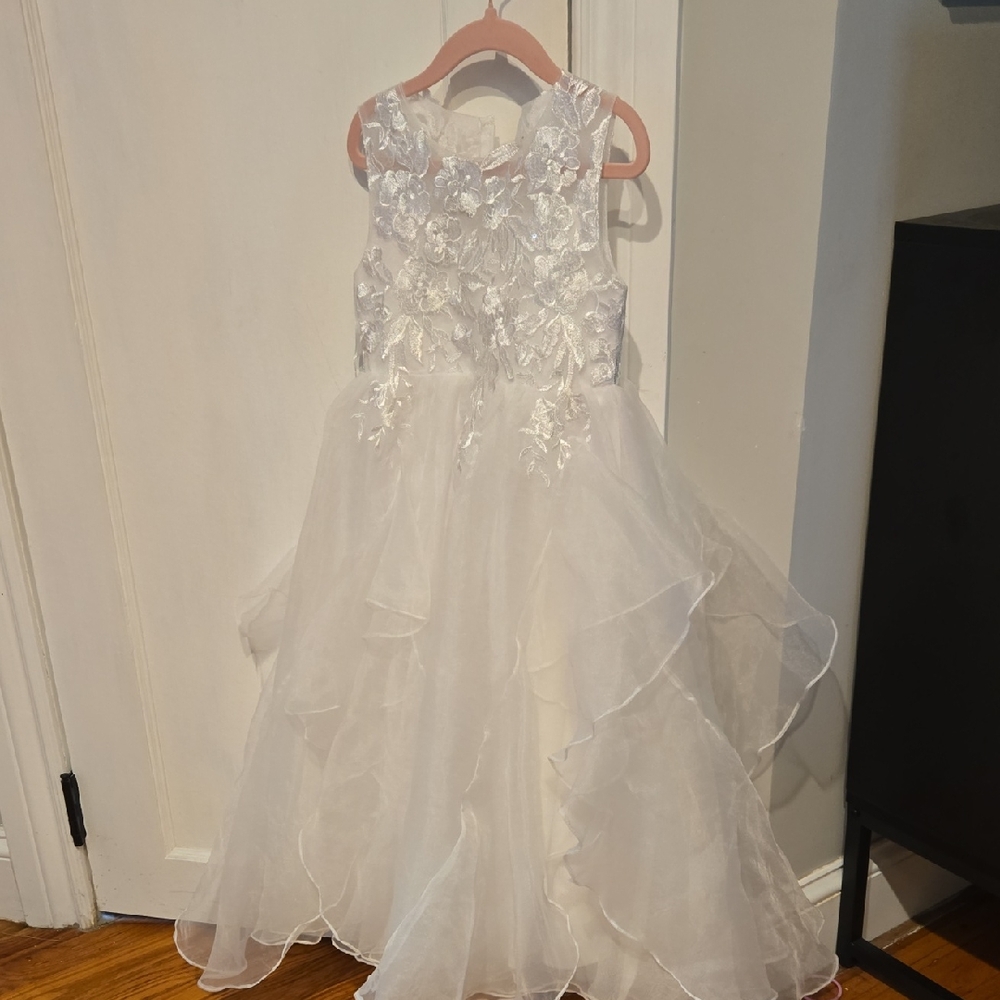 Elegant White Floral Kids Dress